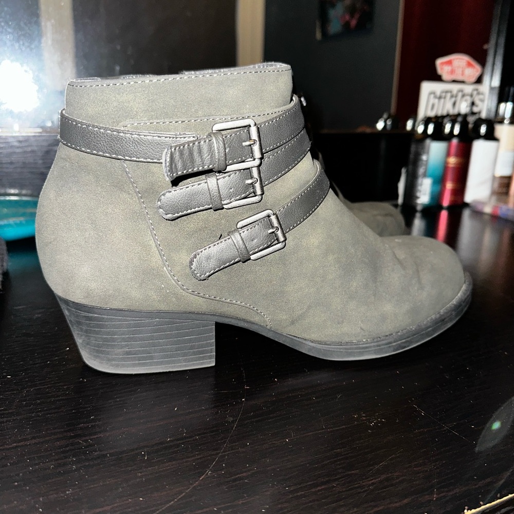 Torrid Gray Ankle Boots with Buckle Straps